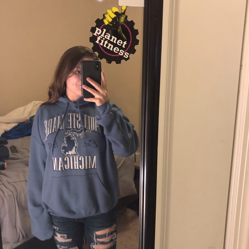 women’s light blue michigan hoodie